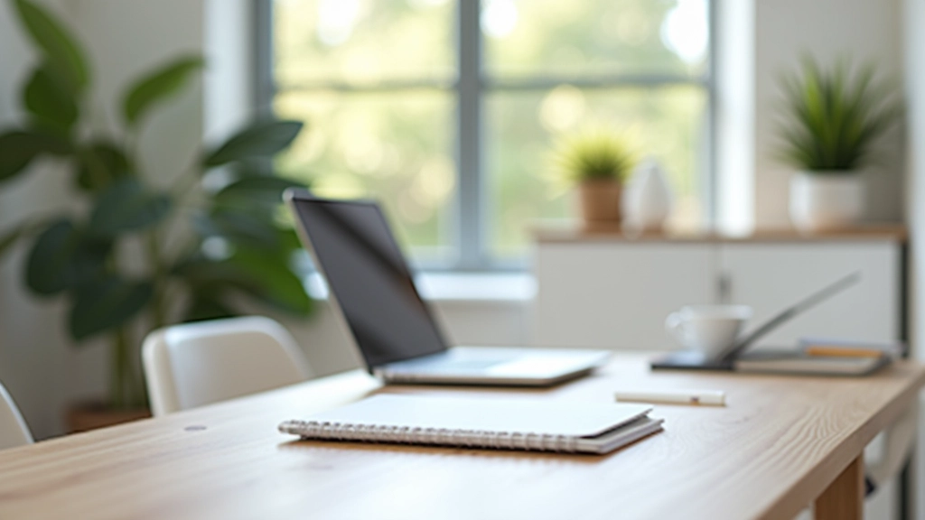 Bureau-setup met minimale afleidingen, rustige werkplek met alleen essentiële items