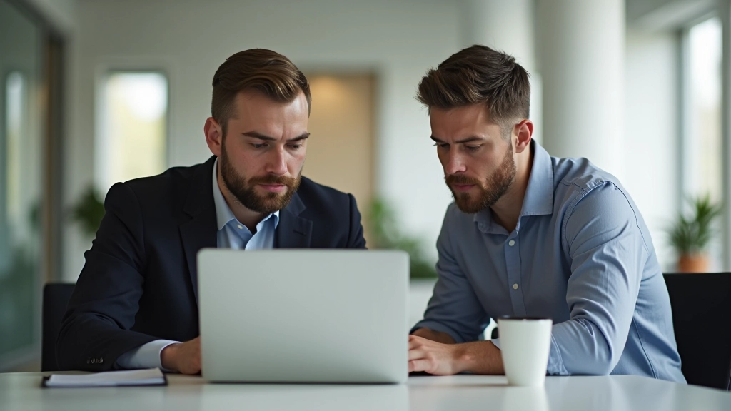 Twee mensen in een team planning sessie kijken samen naar een gedeelde digitale kalender